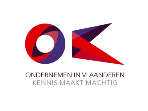 Logo Ondernemen in Vlaanderen. Kennis maakt machtig 